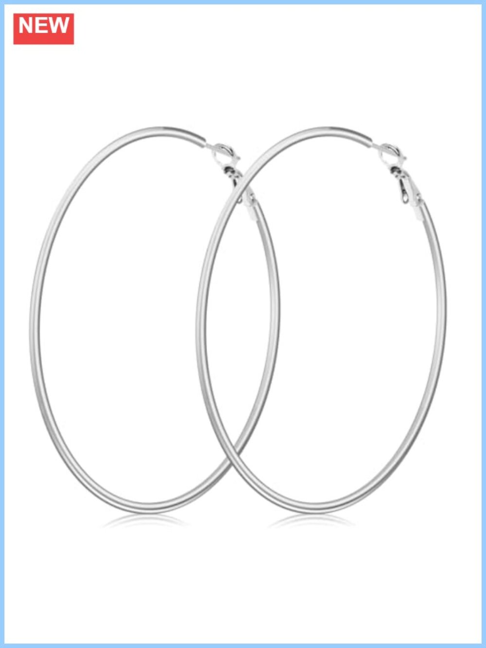 70mm Stainless Steel Hoop Earrings Big Statement Hoops Click-Top